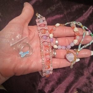 Elegant Pink and Orange Necklace with Intricate Design